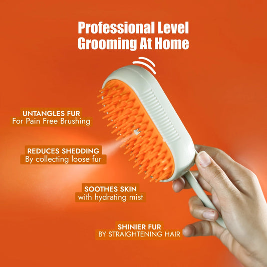 FurryMist™ 2-in-1 Gentle Steam Grooming Brush