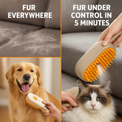 FurryMist™ 2-in-1 Gentle Steam Grooming Brush