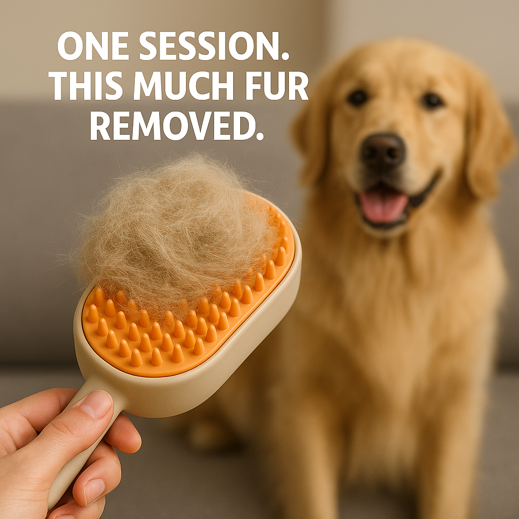 FurryMist™ 2-in-1 Gentle Steam Grooming Brush